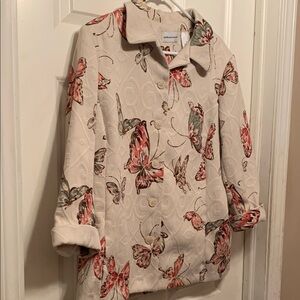 Alfred Dunner- Butterfly Print Blazer - Cream and Red Size 14